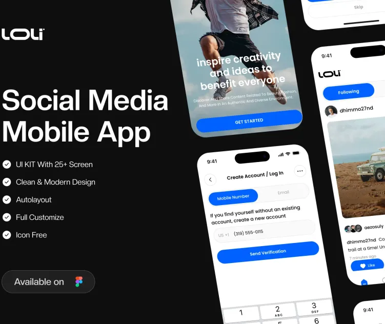 Loli Social Media Mobile App UI KIT