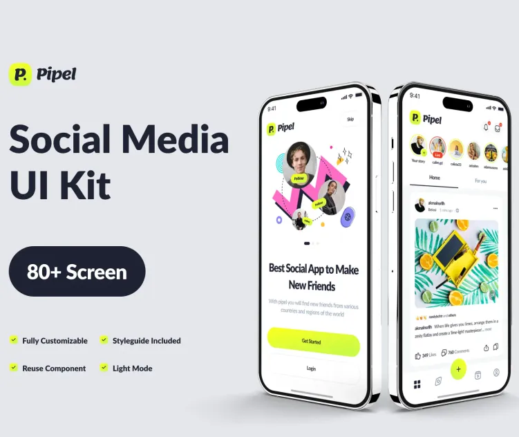 Pipel Social Media App UI Kit