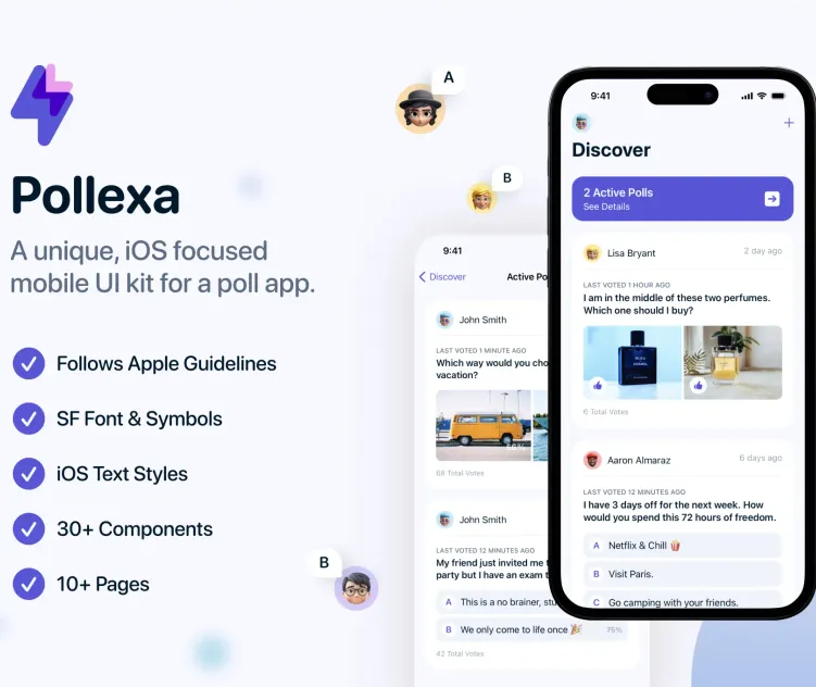 Pollexa Social Poll App iOS UI Kit