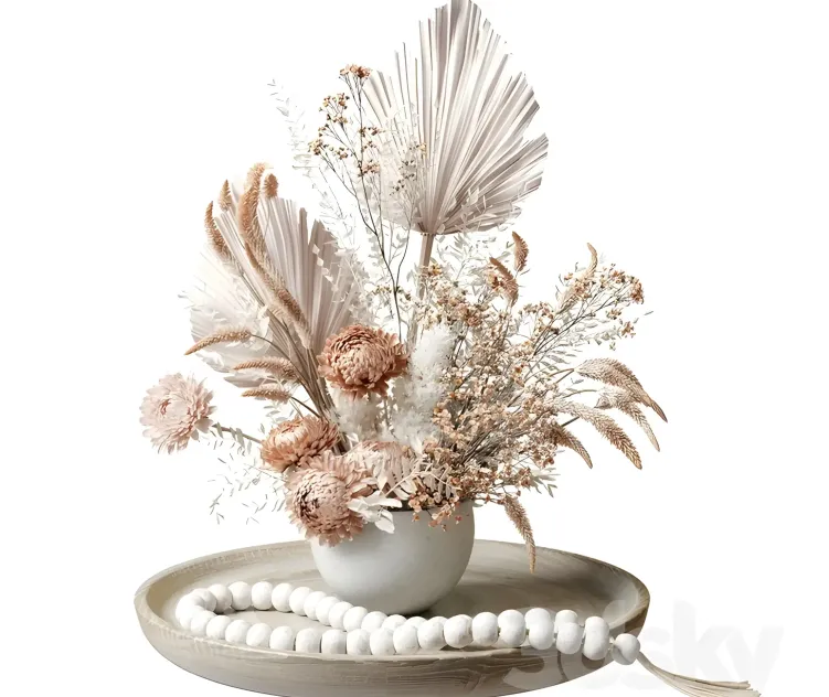Bouquet of dried flowers with chrysanthemums