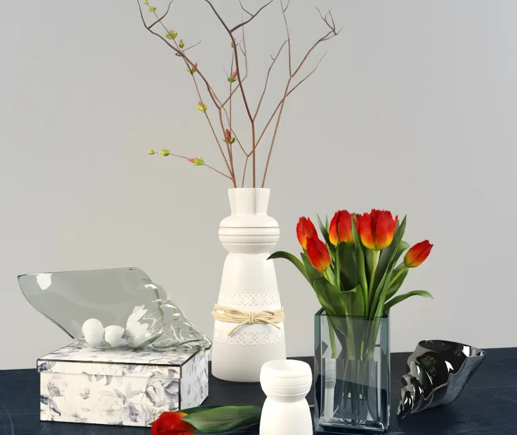 Decorative with tulips branches