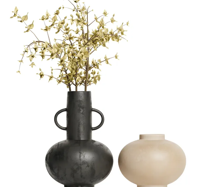 Merriman black vase terracotta vase with dried plants