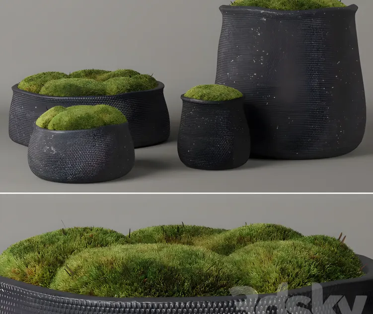 Rh crosshatch concrete vases