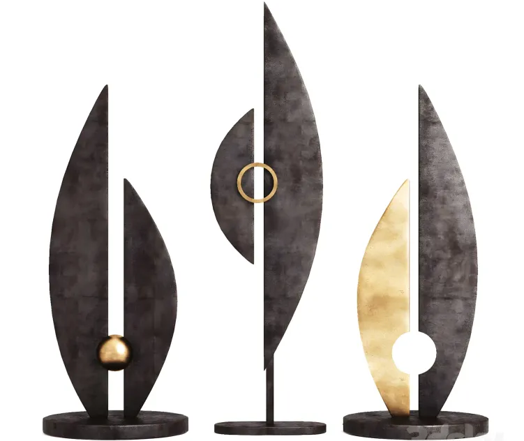 A set of three garden sculptures