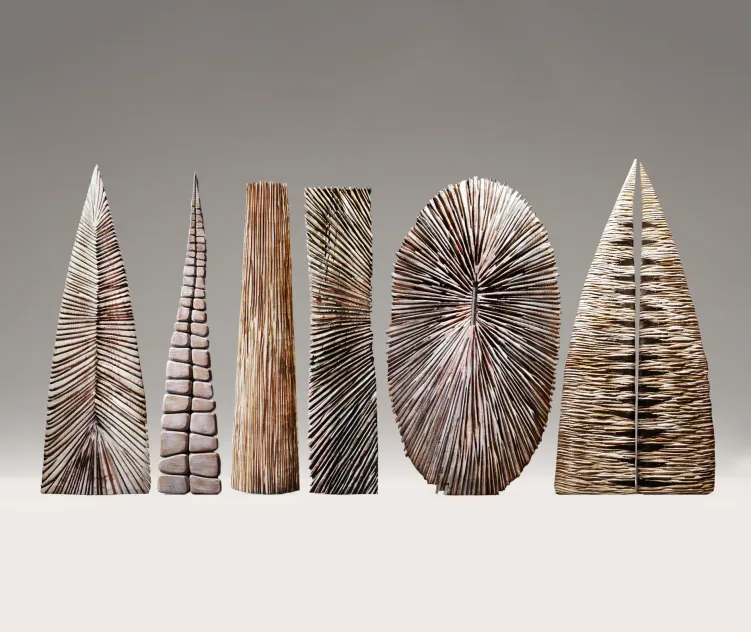 A set of wooden sculptures thierry martenon
