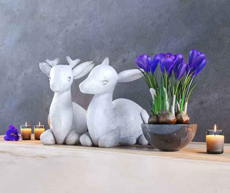 Composition with deer crocuses