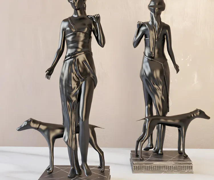 Statuette girl with a dog