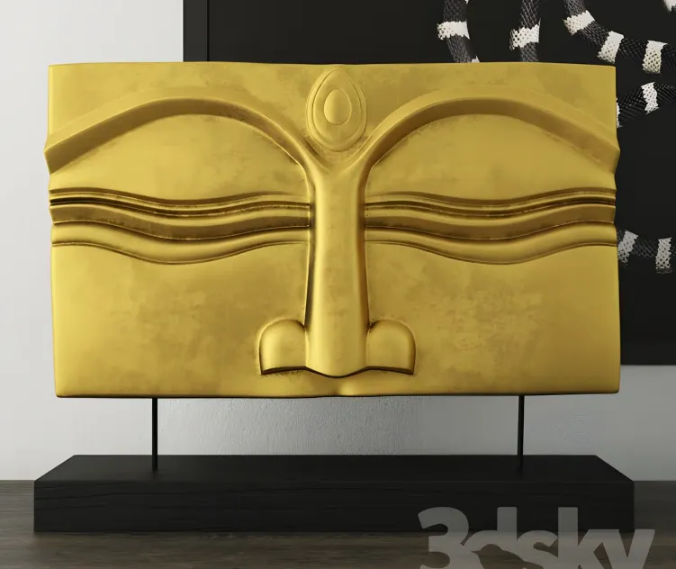 Suar wood gold buddha face stand