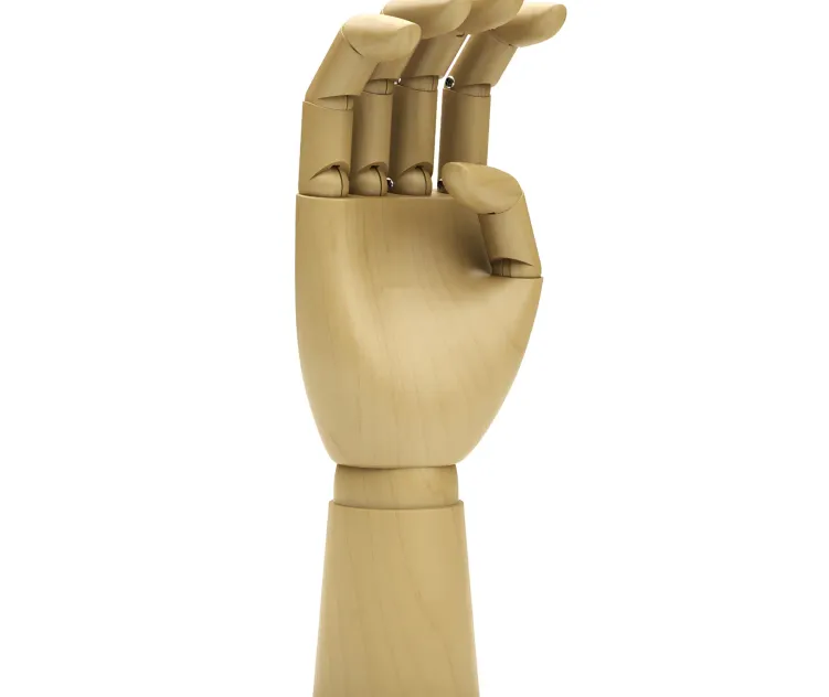 Wooden hand by hay