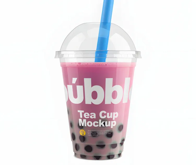 Multicolored bubble tea cup
