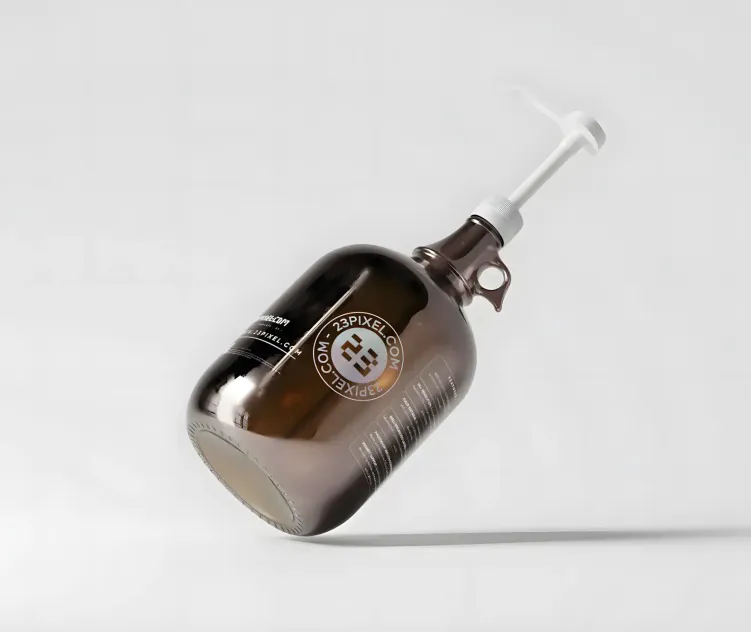 Amber Glass Gallon Pump Bottle 02