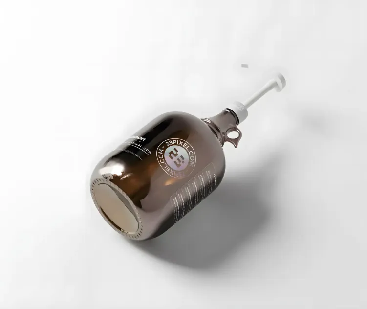 Amber Glass Gallon Pump Bottle 06