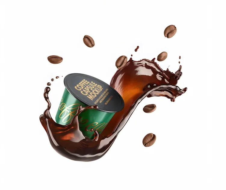 Coffee Capsule With Coffee Splash and Beans