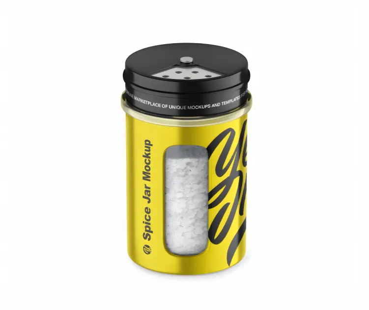Metallic Spice Jar With Salt High Angle Shot