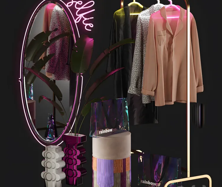 Clothing store window display set