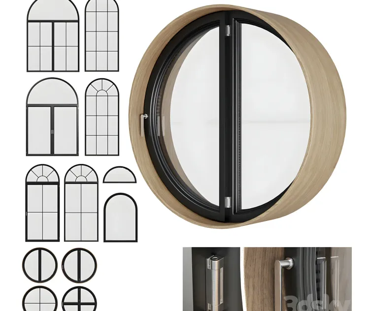A set of round circle arched windows