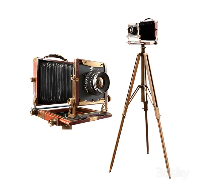 Vintage camera on tripod
