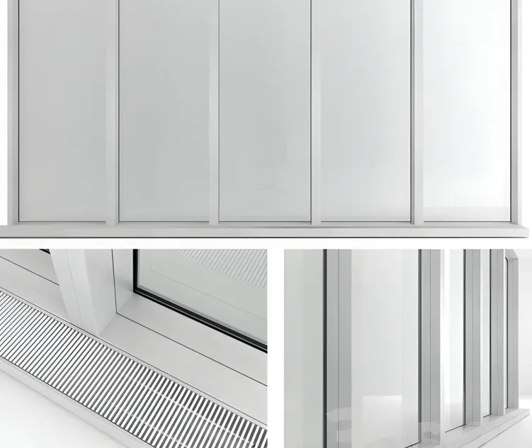 Panoramic window in the floor with radiator