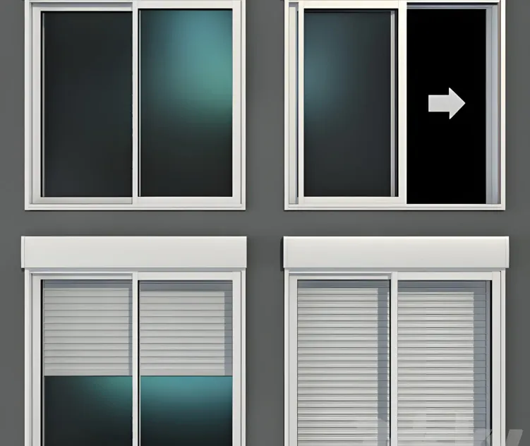 Sliding stained glass windows with roller shutters