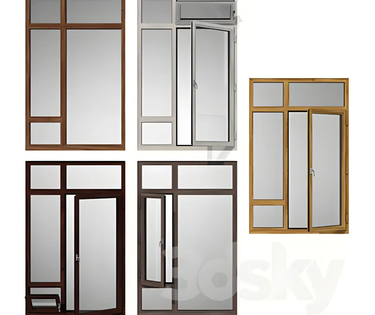 Swing stained glass wooden windows