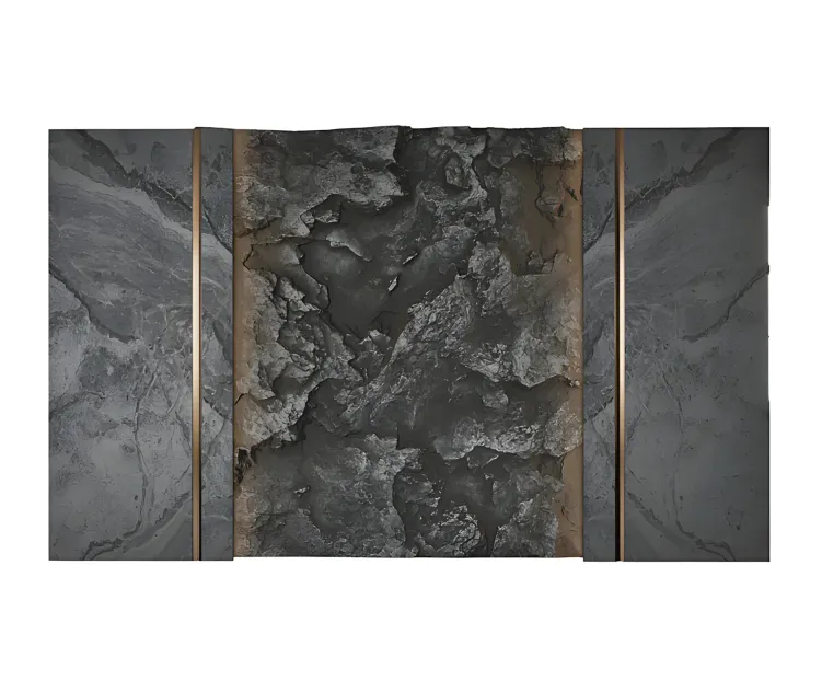 Wall panel with a black rock