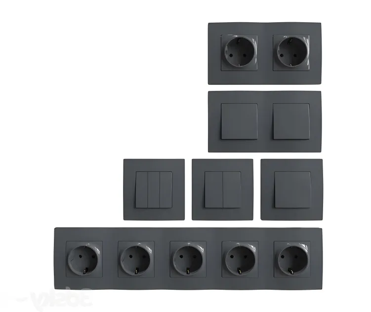 Set of sockets switches gray