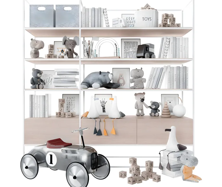 Bookcase with toys books