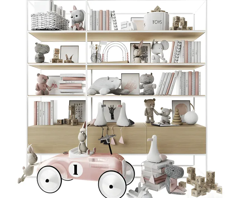 Rack with toys books