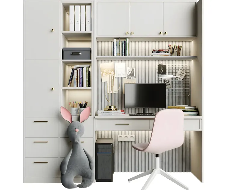 Childrens wardrobe with a table an armchair a soft toy