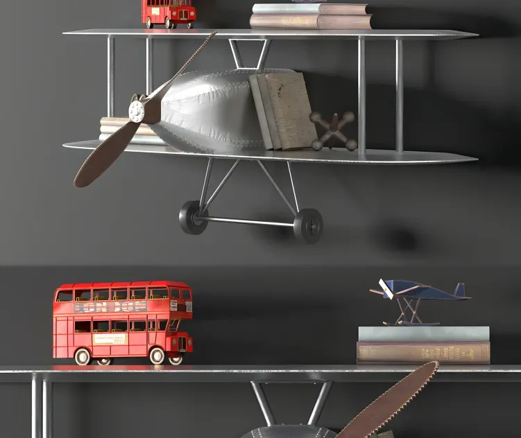 Vintage airplane metal shelf