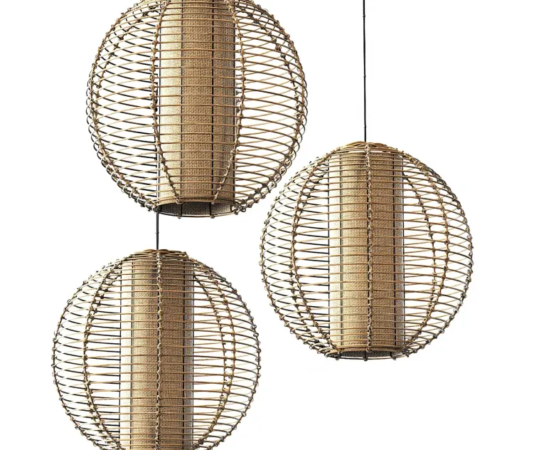 Lamp wicker branch rattan sphere