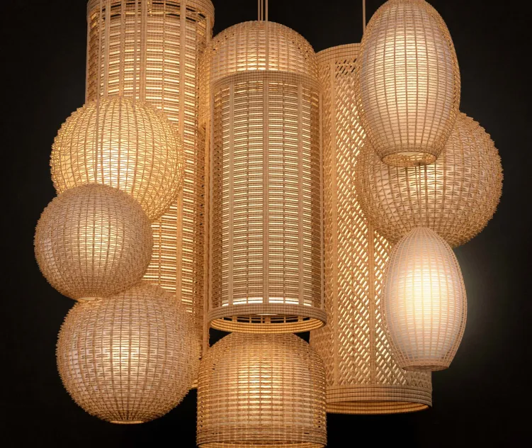 Rattan lighting set