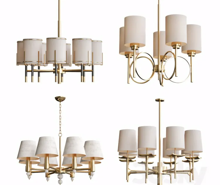 Wide Antique Brass Chandelier