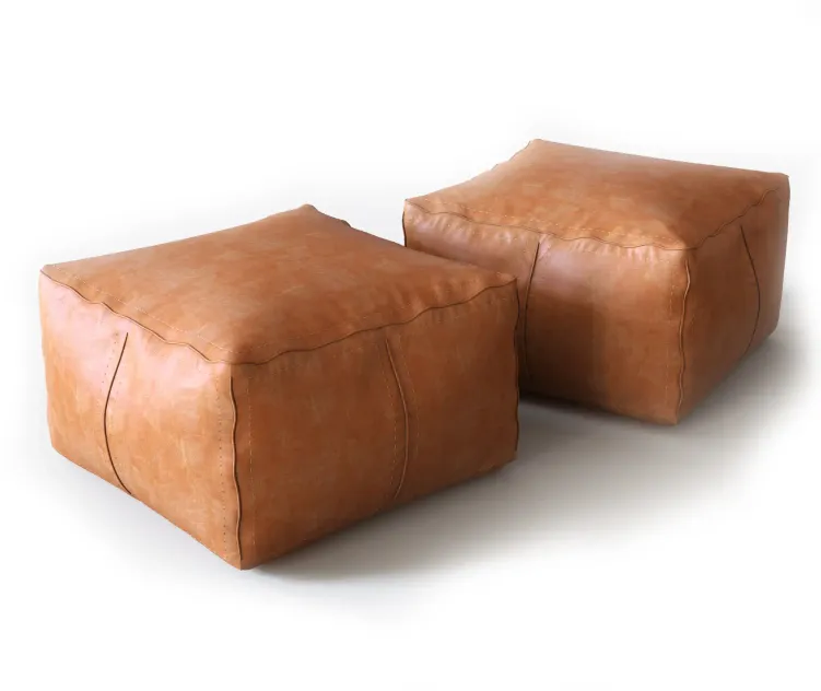 Moroccan Contemporary Leather Pouf