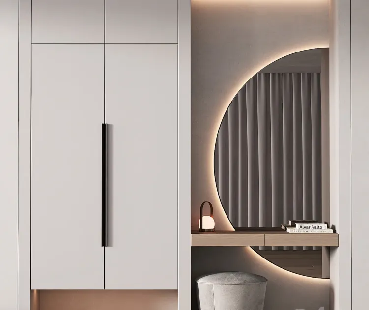 Hallway zone half round mirror