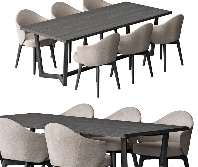 Dinning Table Black Cream Set