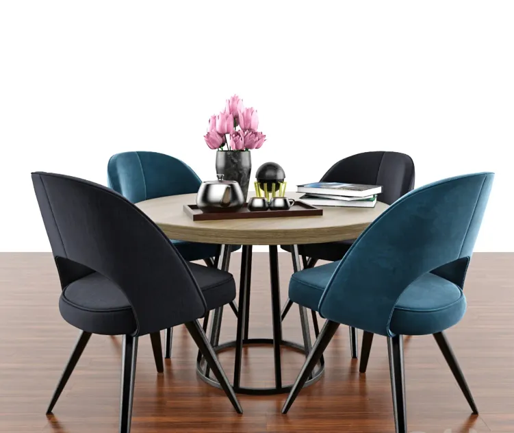 Modrest Gloria Modern Blue Chair Set With Parquet