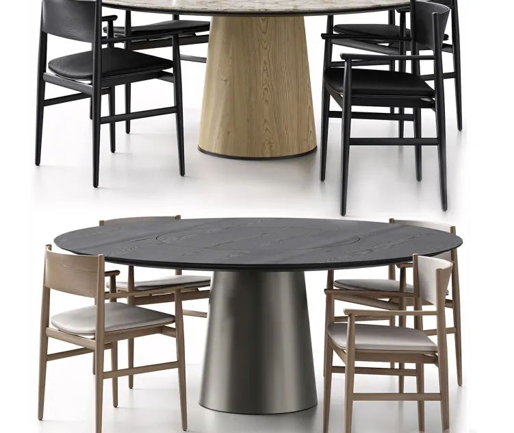 Neve chair with handles Materic table by Porro
