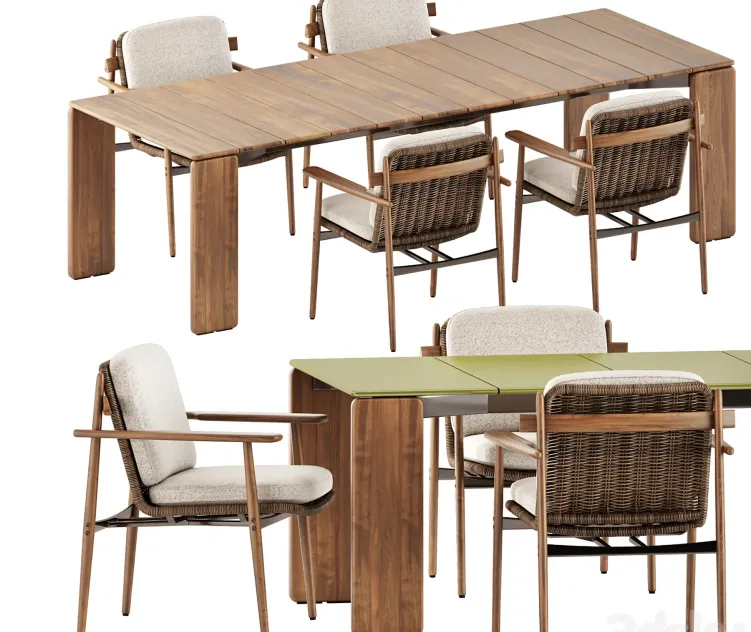 Trio Outdoor Dining chair Drake Outdoor table by Minotti