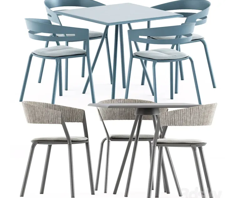 Zebra Square table Ria Dining armchair by Fast