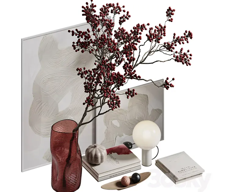 Branches with berries decor set