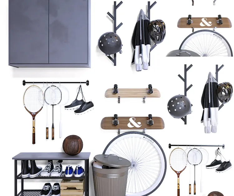Storage of sports equipment in the hallway