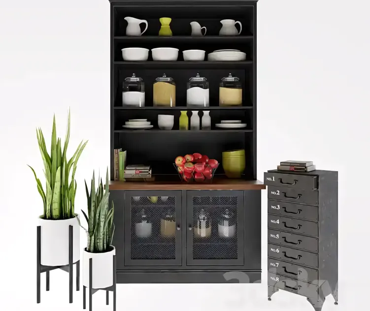 Industrial loft rustic iron drawer dresser kitchen decor