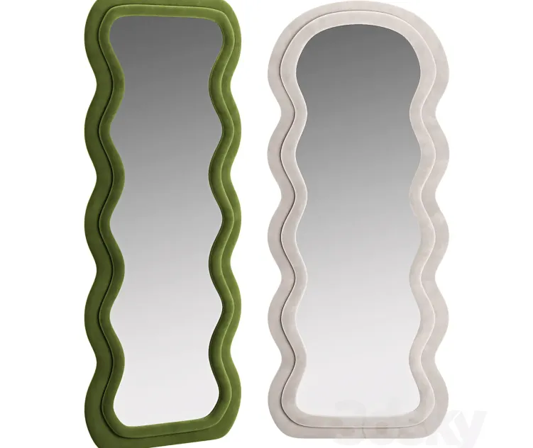 Plush Waves Floor Mirror