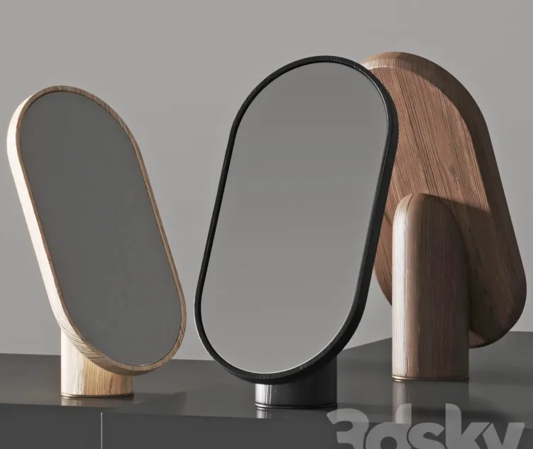 Tre Product Woodturn Table Mirrors