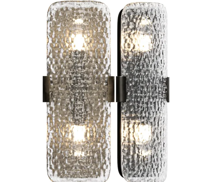 Crate Barrel Belmont Double Bulb Glass Wall Sconce