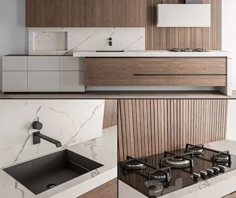 Kitchen Modern White Wood 2