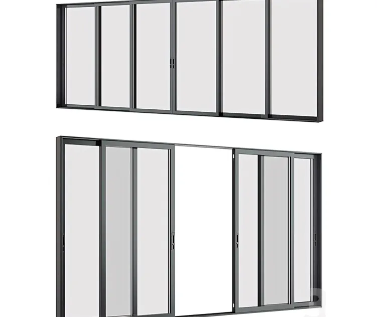 A Set of Sliding Metal Windows Doors