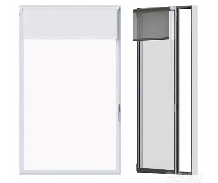 White Window With Roller Blind