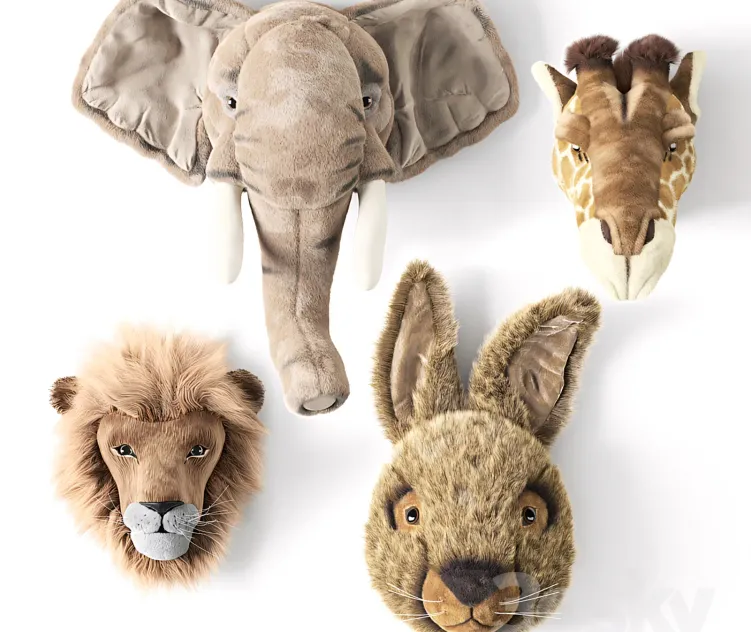 ANIMAL HEAD WALL BUSTS Elephant Giraffe Hare Lion